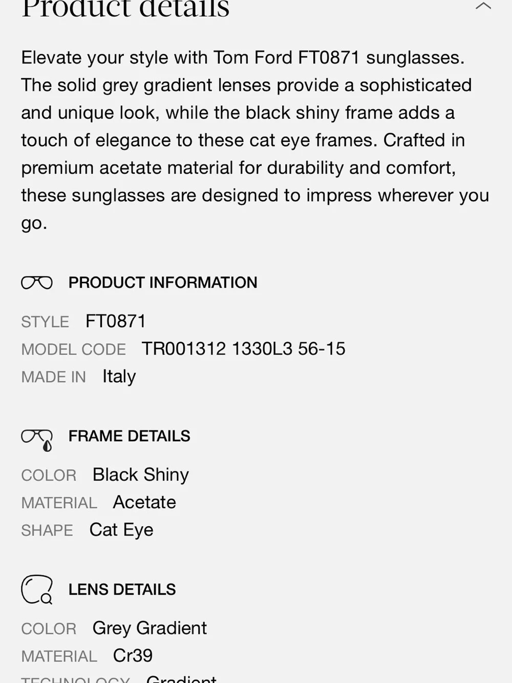 Tom Ford Wyatt Black Cat-Eye Sunglasses with Gradient Gray Lenses